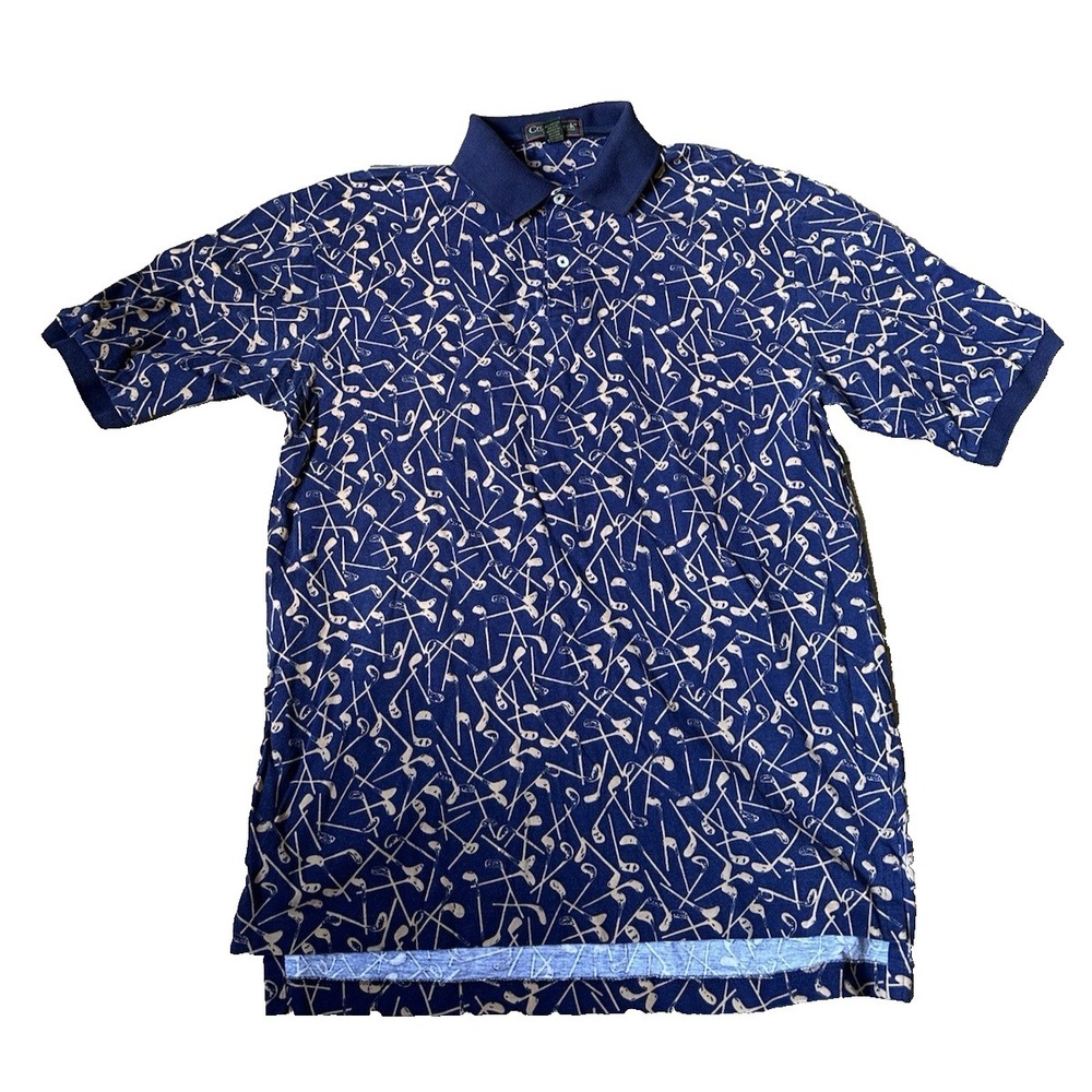 Cross Creek Polo Collared Shirt Golf Clubs ‎ Men's M Button Blue Shirt